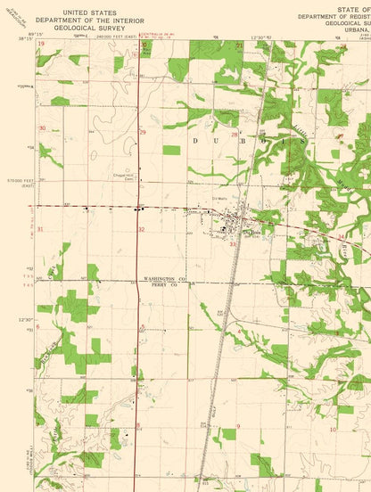 Topographical Map - Tamaroa Illinois Quad - USGS 1975 - 23 x 30.48 - Vintage Wall Art