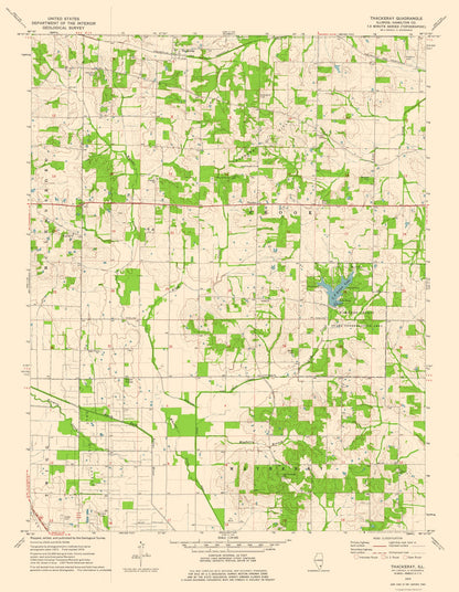 Topographical Map - Thackeray Illinois Quad - USGS 1974 - 23 x 29.64 - Vintage Wall Art