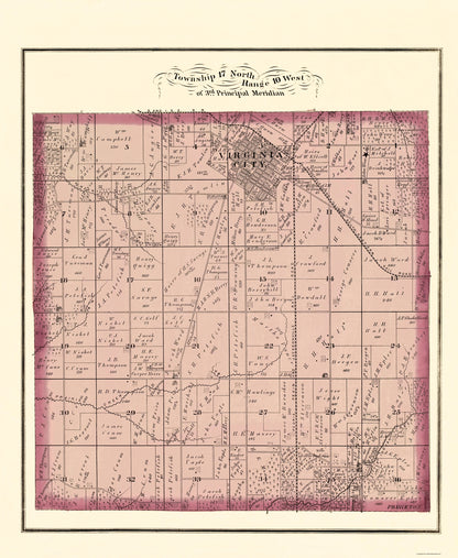 Historic City Map - Virginia Illinois  - Brink 1874 - 23 x 28.03 - Vintage Wall Art