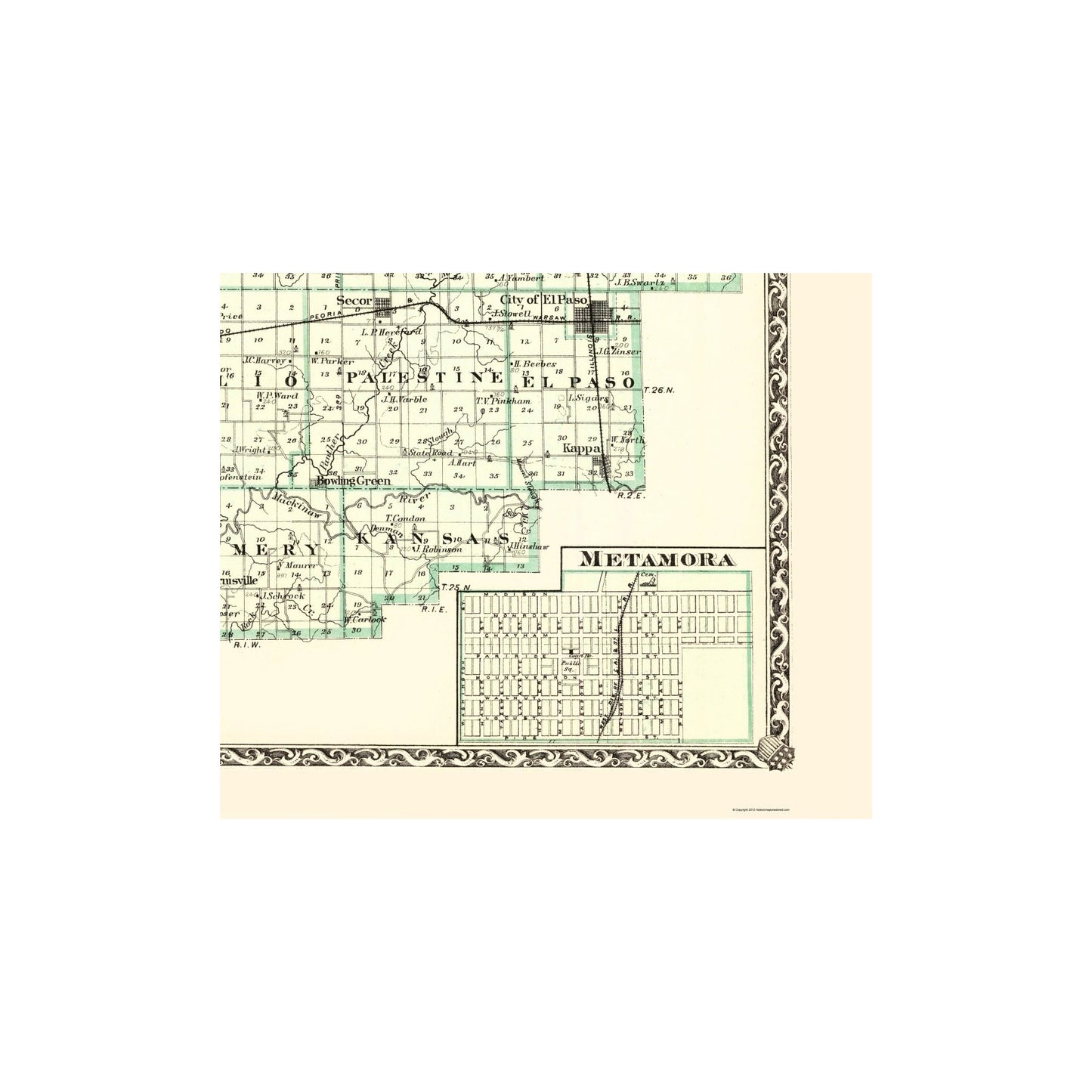Historic County Map - Woodford County Illinois - Warner 1870 - 23 x 27 ... Historic County Map - Woodford County Illinois - Warner 1870 - 23 x 27 ...