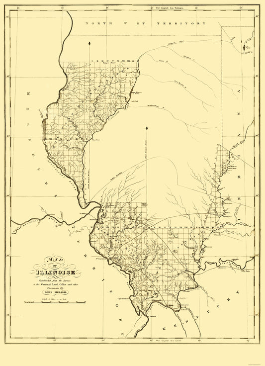 Historic State Map - Illinois - Melish 1818 - 23 x 31.74 - Vintage Wall Art