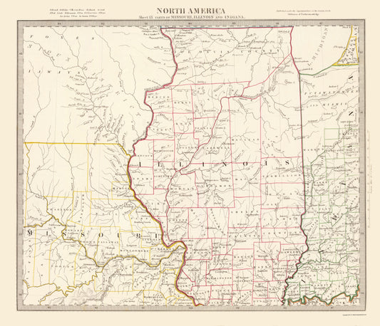 Railroad Map - Illinois - Walker 1846 - 23 x 26.79 - Vintage Wall Art