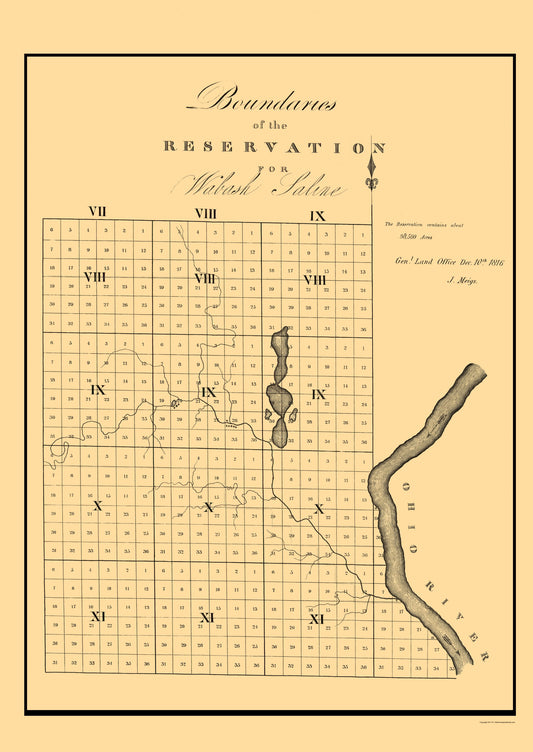 Historic State Map - Wabash Saline Indian Reservation Illinois 1816 - 23 x 32 - Vintage Wall Art