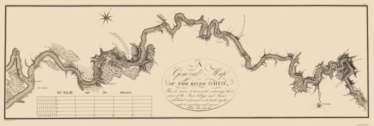 Historic Nautical Map - Ohio River Illinois - Collot 1796 - 23 x 68.22 - Vintage Wall Art