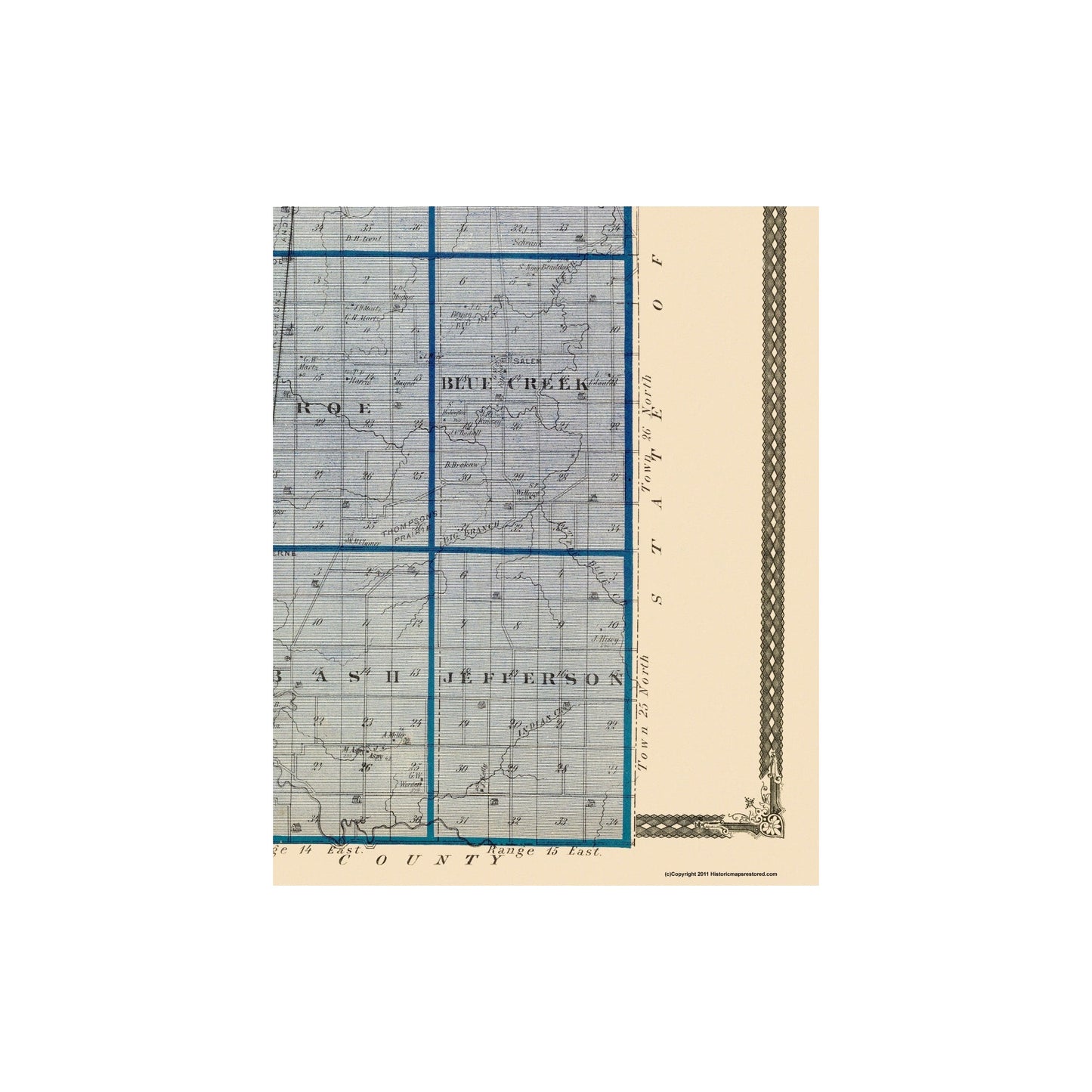 Historic County Map - Adams County Indiana - Andreas 1876 - 23 x 28.63 ...