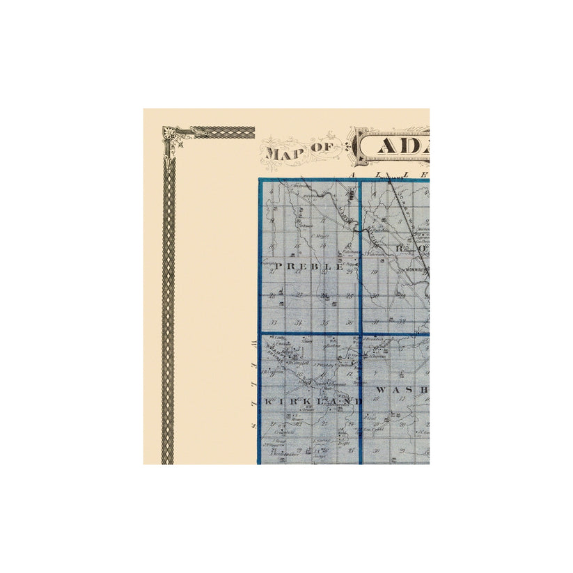 Historic County Map - Adams County Indiana - Andreas 1876 - 23 x 28.63 ...