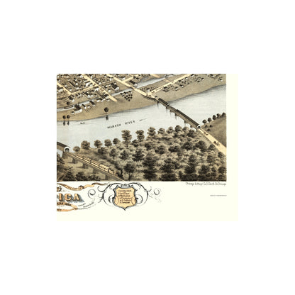 Historic Panoramic View - Attica Indiana - Ruger 1869 - Vintage Wall Art