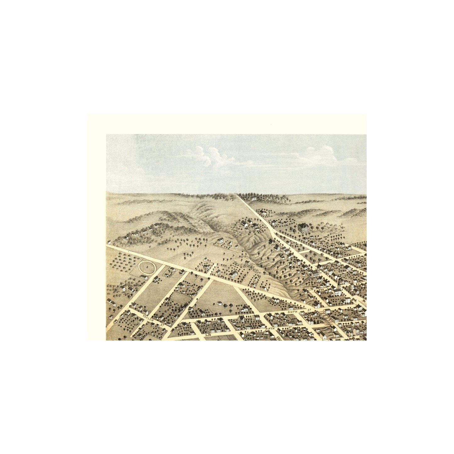Historic Panoramic View - Attica Indiana - Ruger 1869 - Vintage Wall Art