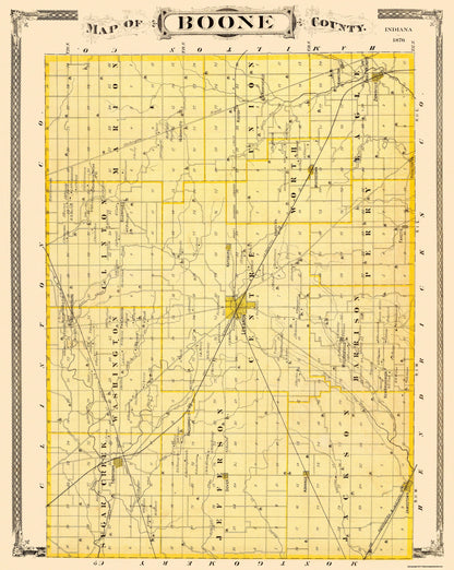 Historic County Map - Boone County Indiana - Andreas 1876 - 23 x 28.88 - Vintage Wall Art