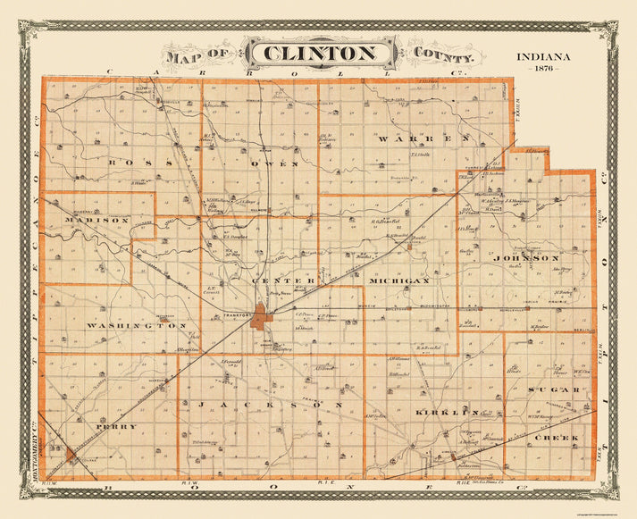 Historic County Map - Clinton County Indiana - Andreas 1876 - Vintage ...
