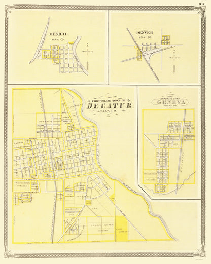 Historic City Map - Decatur Indiana - Baskin 1876 - 23 x 28.84 - Vintage Wall Art