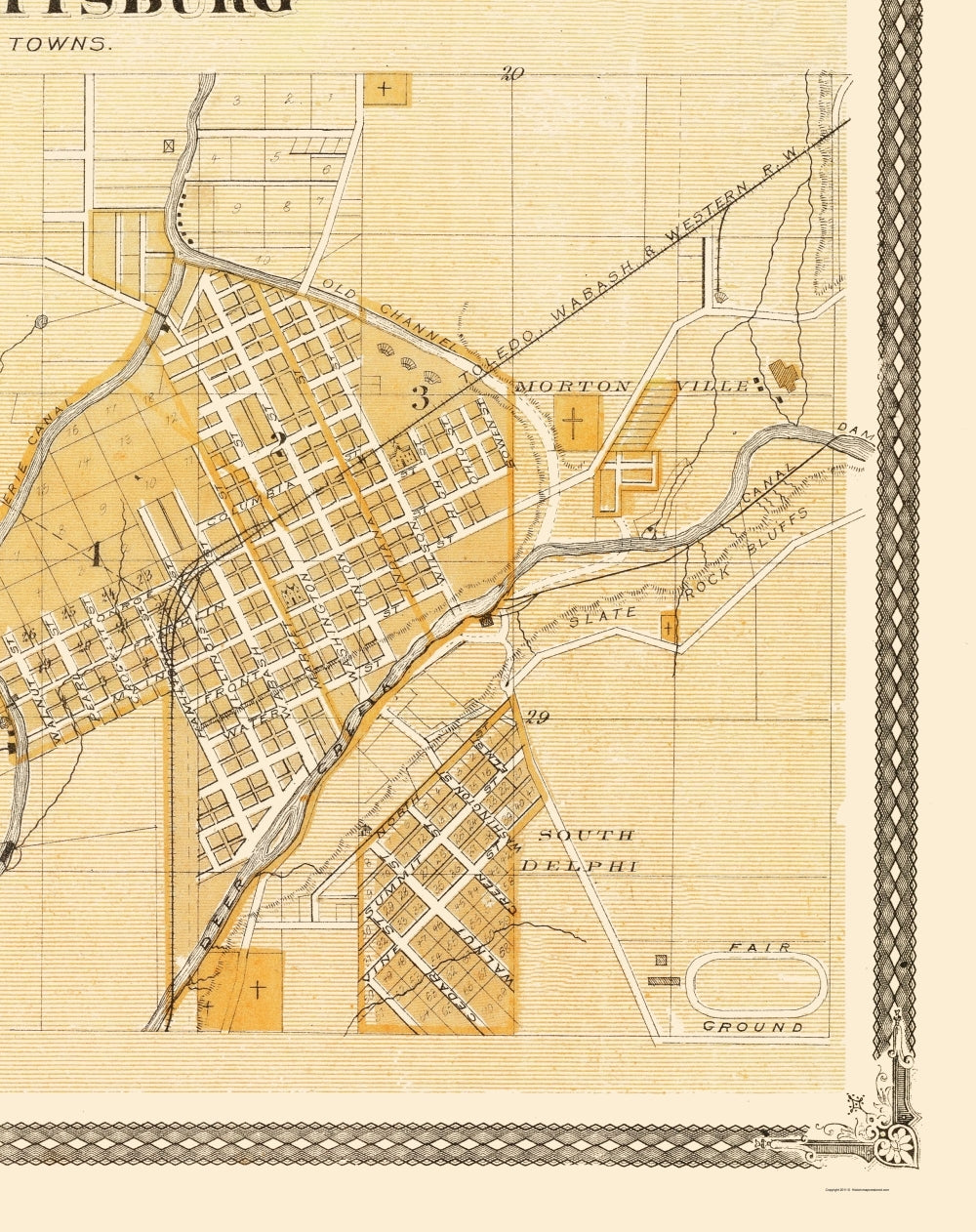 Historic City Map - Delphi Indiana - Baskin 1876 - 23 x 29.03 - Vintage Wall Art