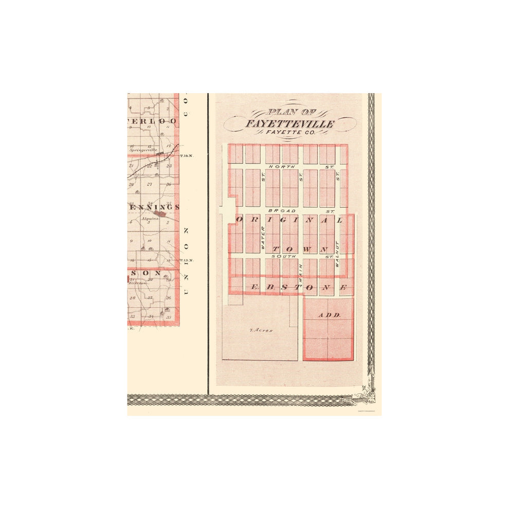 Historic County Map - Fayette County Indiana - Baskin 1876 - 23 x 29.1 ...