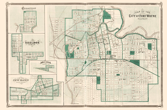 Historic City Map - Fort Wayne Indiana - Baskin 1876 - 23 x 34.74 - Vintage Wall Art