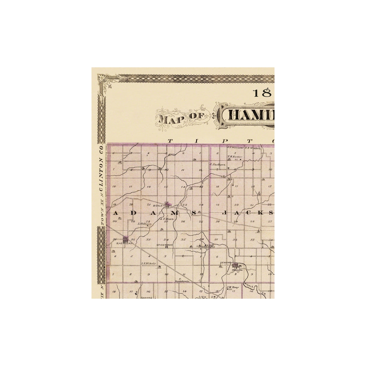 Hamilton Indiana Historic County Map - Hamilton County Indiana - Andreas 1876 - 23 x 29 ...