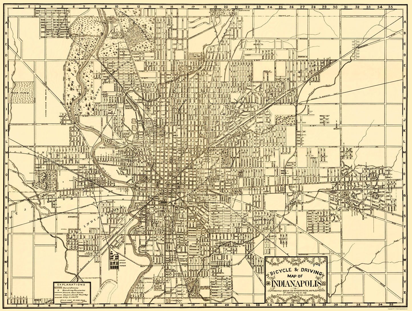 Historic City Map - Indianapolis Indiana - Dessecker 1899 - 23 x 30.49 - Vintage Wall Art