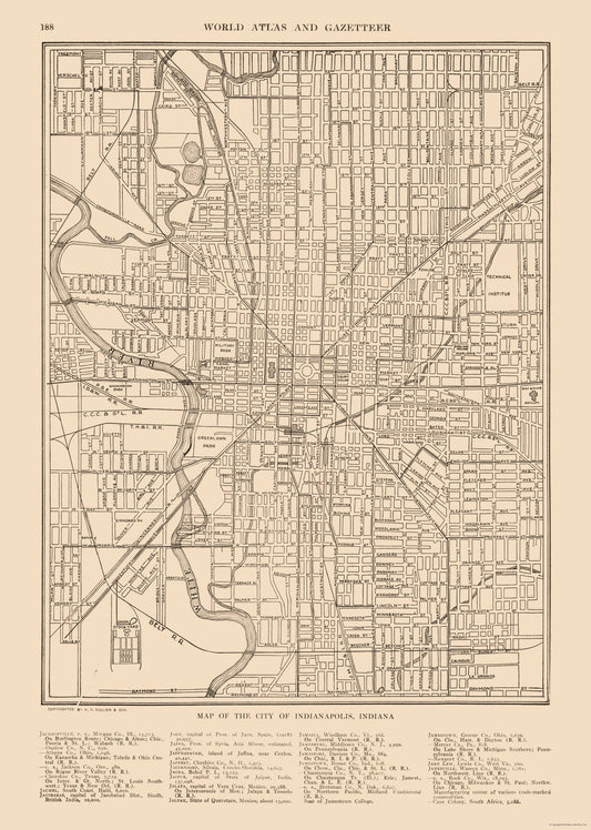 Historic City Map - Indianapolis  Indiana - Reynold 1921 - 23 x 32.26 - Vintage Wall Art