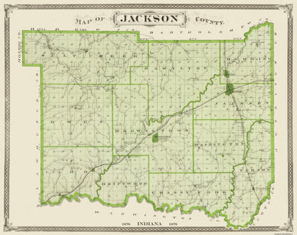 Historic County Map - Jackson County Indiana - Andreas 1876 - 29.06 x 23 - Vintage Wall Art