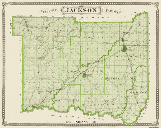 Historic County Map - Jackson County Indiana - Andreas 1876 - 29.06 x 23 - Vintage Wall Art