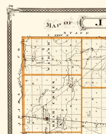 Historic County Map - Jay County Indiana - Baskin 1876 - 23 x 29.02 - Vintage Wall Art
