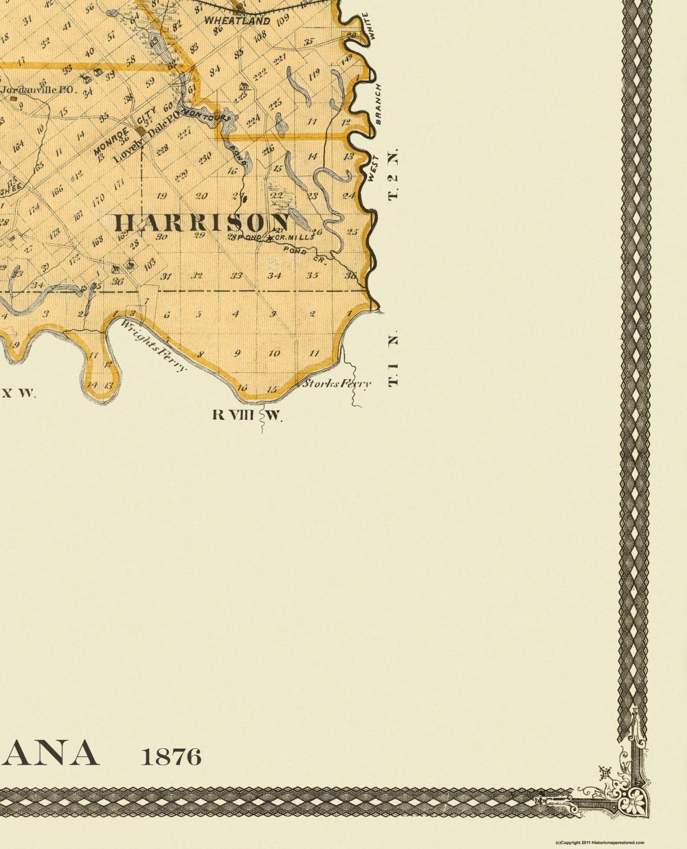 Historic County Map - Knox County Indiana - Andreas 1876 - 23 x 28.44 - Vintage Wall Art