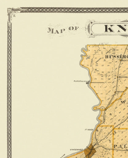 Historic County Map - Knox County Indiana - Andreas 1876 - 23 x 28.44 - Vintage Wall Art