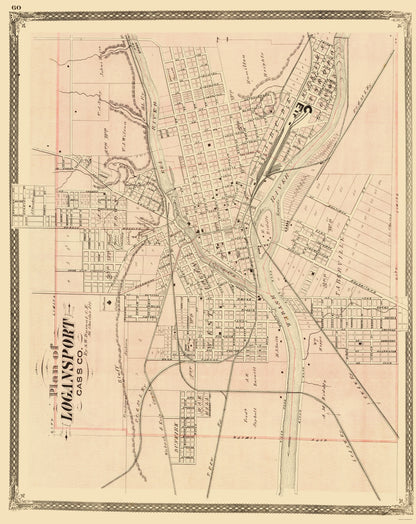 Historic City Map - Logansport Indiana - Baskin 1876 - 23 x 28.99 - Vintage Wall Art