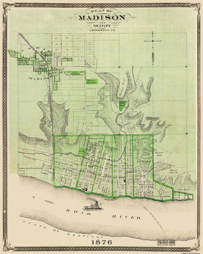 Historic City Map - Madison Indiana - Baskin 1876 - 23 x 28.81 - Vintage Wall Art