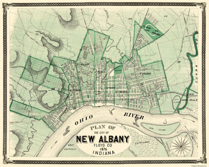 Historic City Map - New Albany Indiana - Baskin 1876 - 28.81 x 23 - Vintage Wall Art