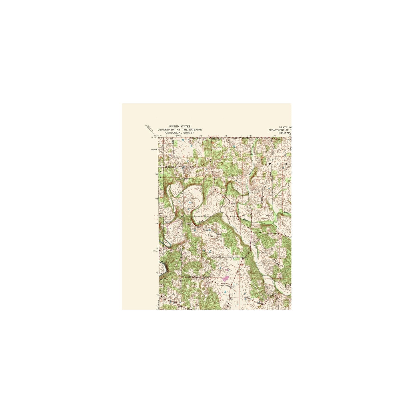 Topographical Map - Palmyra Indiana Quad - USGS 1988 - 23 x 28.00 - Vi ...