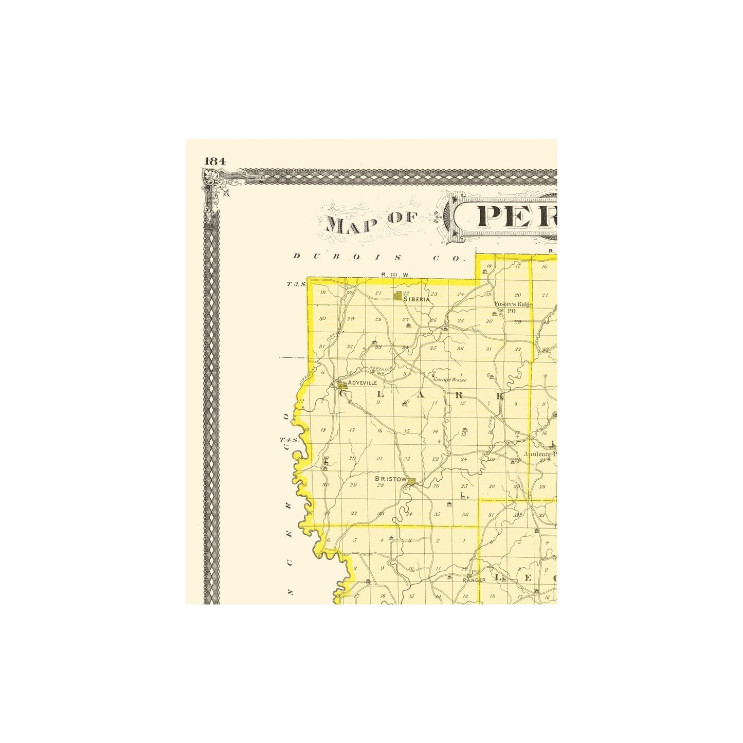 Historic County Map - Perry County Indiana - Baskin 1876 - 23 x 28.82 ...