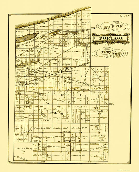 Historic City Map - Portage Indiana - Hardesty 1876 - 23 x 28.47 - Vintage Wall Art