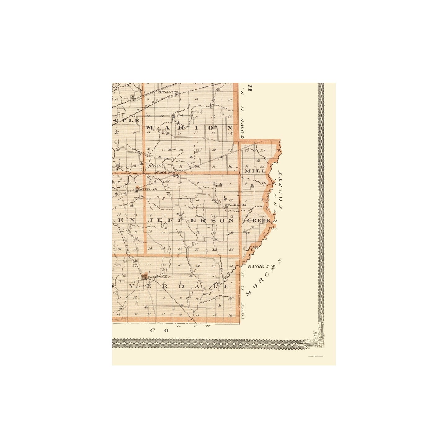 Historic County Map - Putnam County Indiana - Baskin 1876 - 23 x 29.00 ...