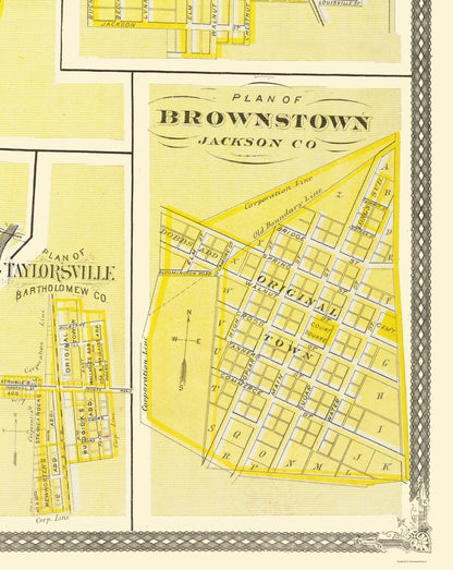 Historic City Map - Vernon Seymour Brownstone Indiana - Baskin 1876 - 23 x 28.92 - Vintage Wall Art