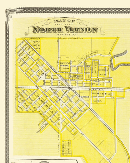 Historic City Map - Vernon Seymour Brownstone Indiana - Baskin 1876 - 23 x 28.92 - Vintage Wall Art