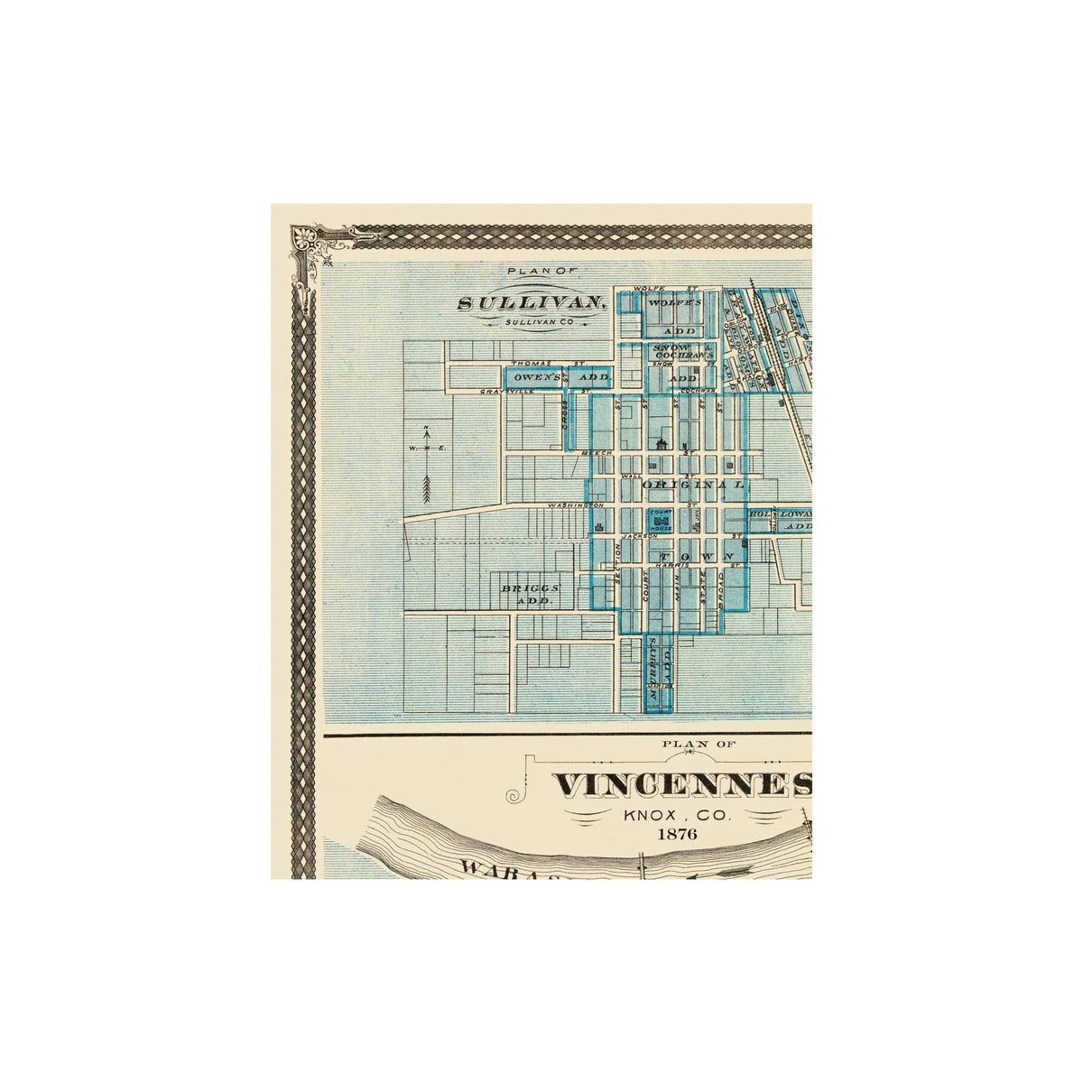 Merom Map Historic City Map - Vincennes Sullivan Merom Carlisle Indiana - Baskin ...
