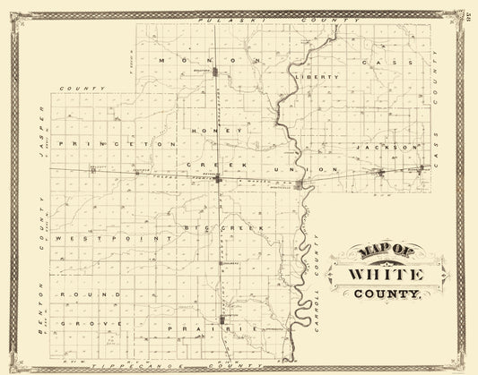 Historic County Map - White County Indiana - Baskin 1876 - 23 x 29.28 - Vintage Wall Art