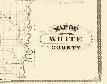 Historic County Map - White County Indiana - Baskin 1876 - 23 x 29.28 - Vintage Wall Art
