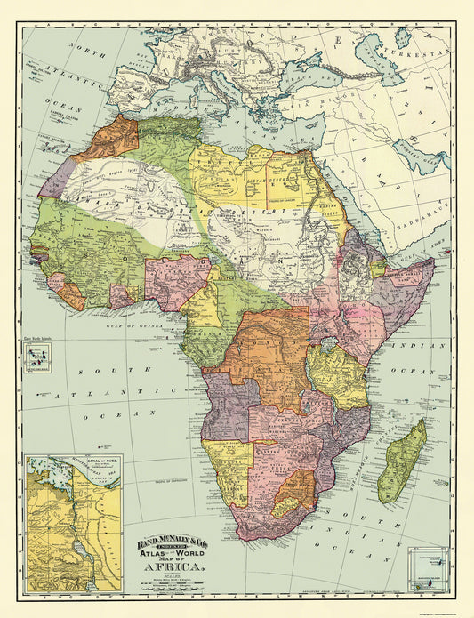 Historic Map - Africa - Rand McNally 1897 - 23 x 30 - Vintage Wall Art