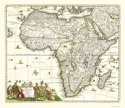 Historic Map - Africa - De Wit 1688 - 23 x 26.59 - Vintage Wall Art