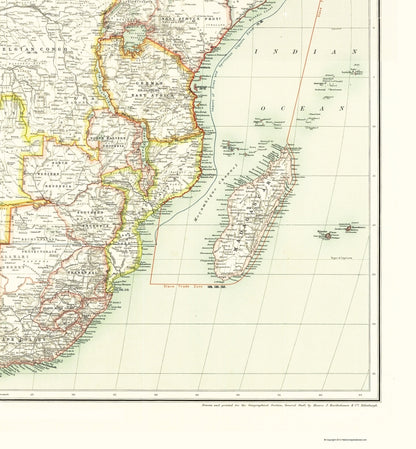 Historic Map - Africa - Bartholomew 1909 - 23 x 24.83 - Vintage Wall Art