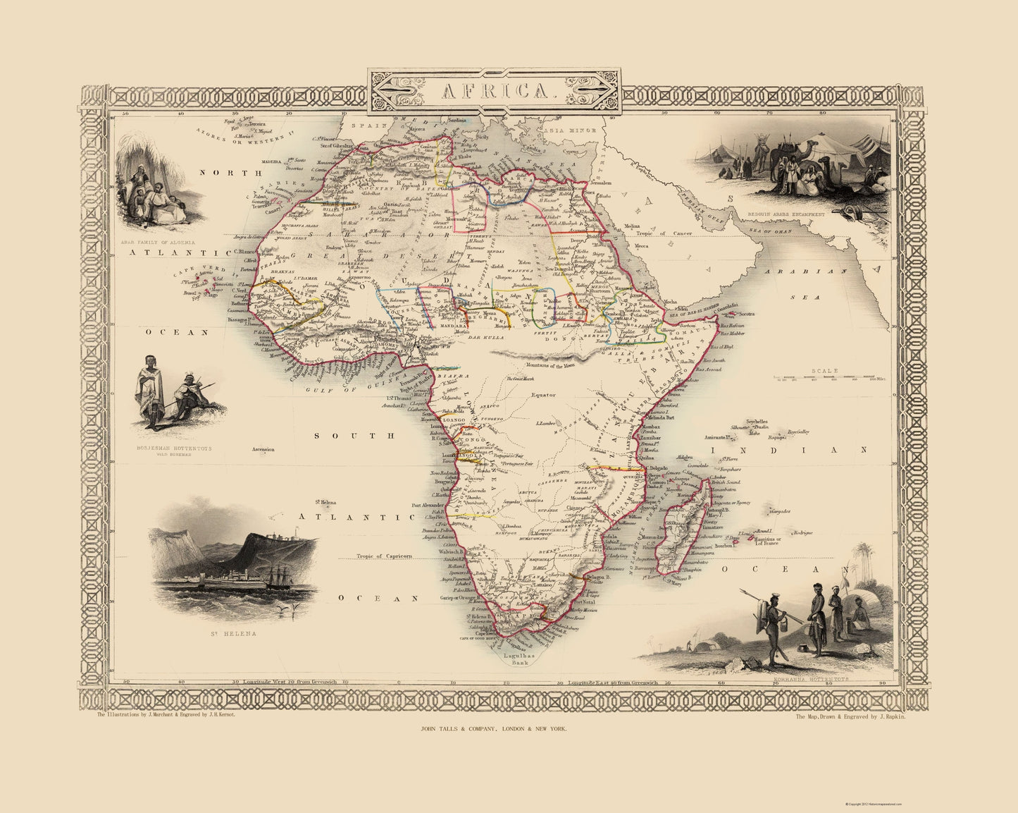 Historic Map - Africa - Tallis 1851 - 23 x 28.83 - Vintage Wall Art