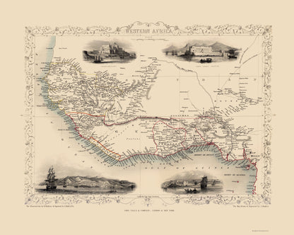 Historic Map - Africa Western - Tallis 1851 - 23 x 28.83 - Vintage Wall Art