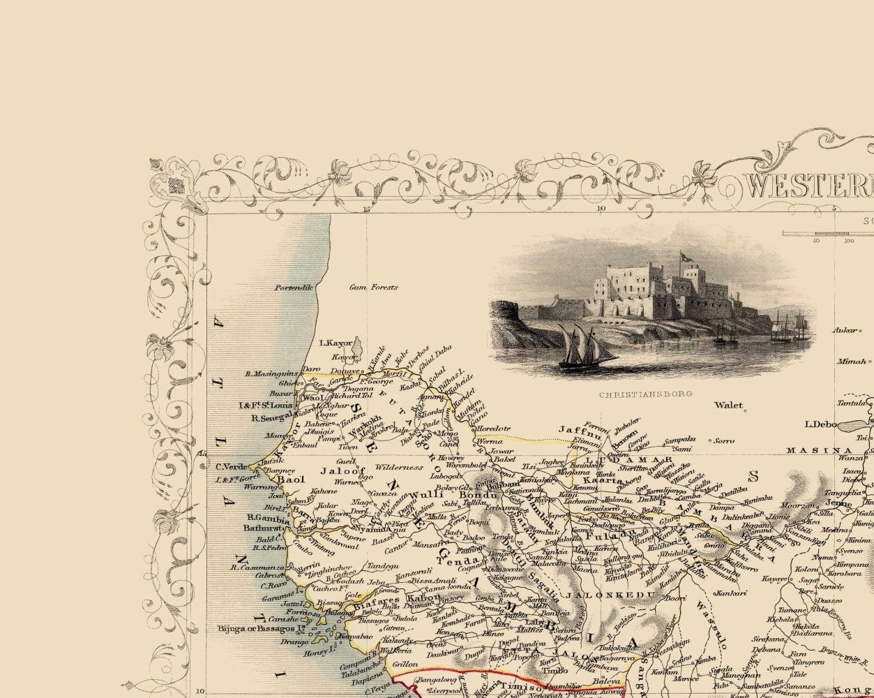 Historic Map - Africa Western - Tallis 1851 - 23 x 28.83 - Vintage Wall Art