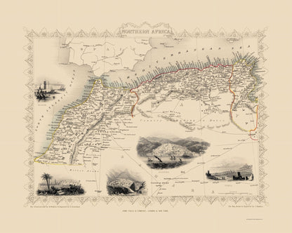 Historic Map - Africa Northern - Tallis 1851 - 23 x 28.83 - Vintage Wall Art