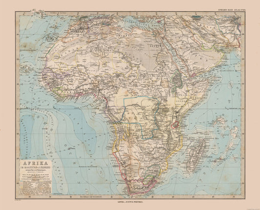 Historic Map - Africa - Stieler  1885 - Vintage Wall Art