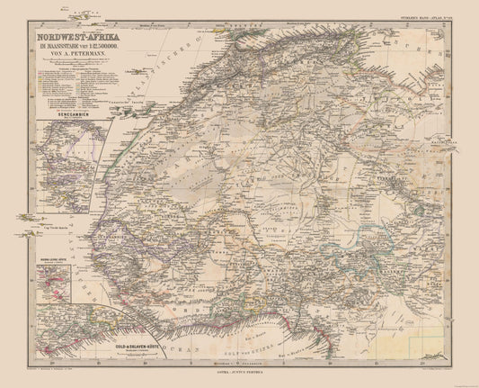 Historic Map - Africa North West - Stieler  1885 - Vintage Wall Art