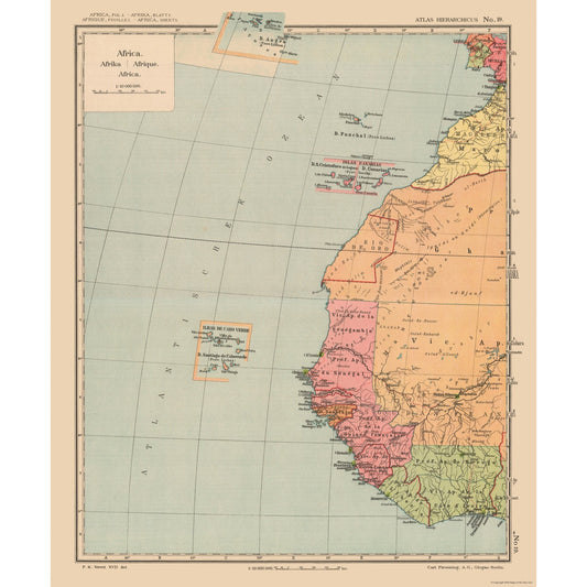 Historic Map - Africa West - Streit 1913 - Vintage Wall Art