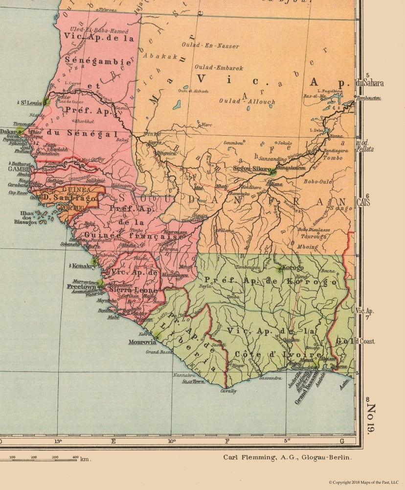Historic Map - Africa West - Streit 1913 - 23 x 27.78 - Vintage Wall Art