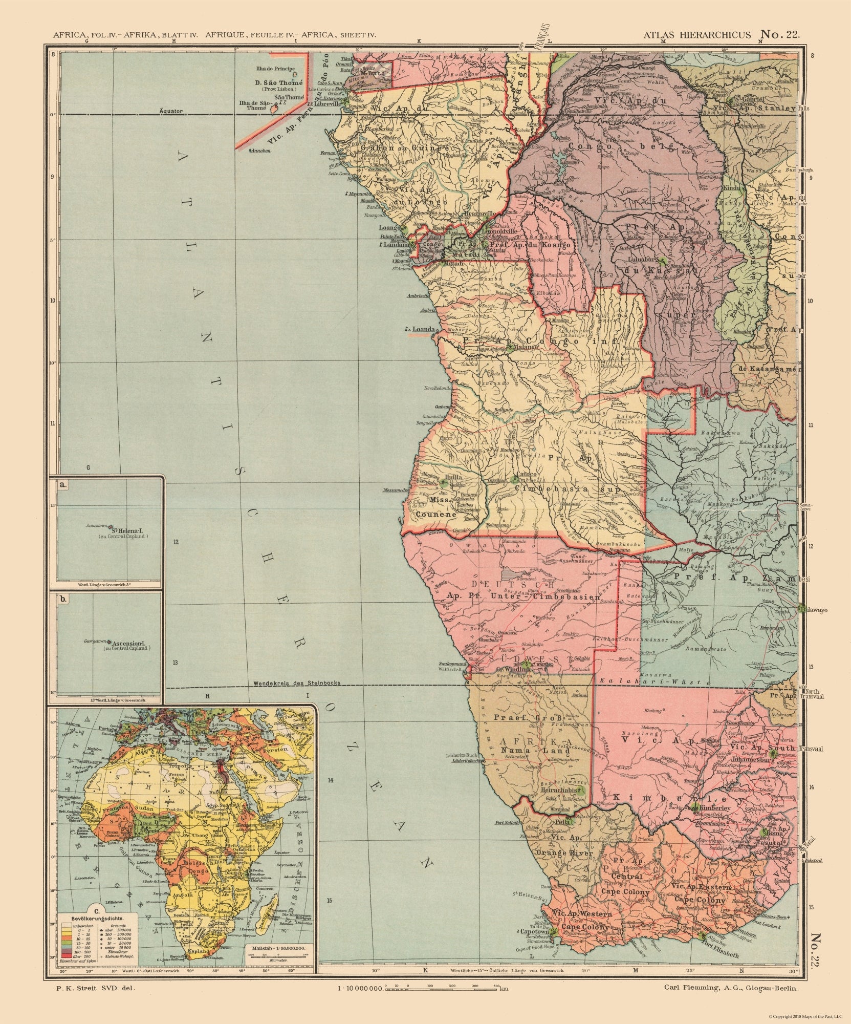 Historic Map - Africa Southwestern - Streit 1913 - 23 x 27.66 - Vintag ...